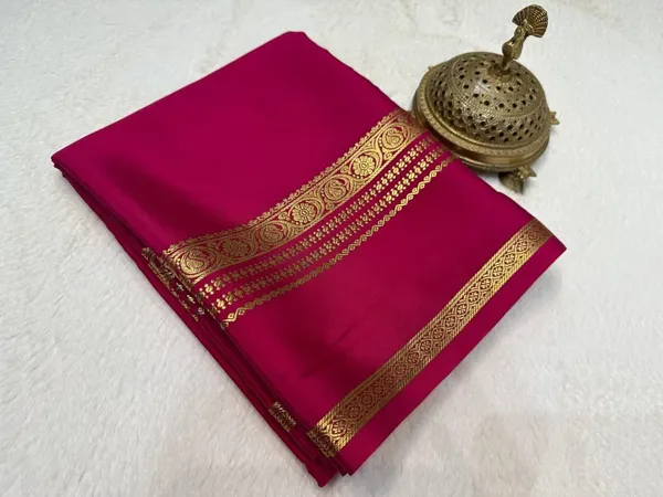 Pink_Mysore_Crepe_Silk_Saree_with_Elegant_Bentex_Border_