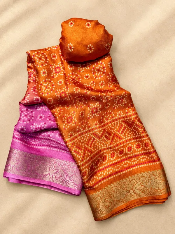 Premium_Orange_Bandhej_Designer_Saree_with_Elegant_Traditional_Prints