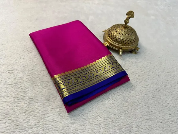 Rose_Bud_Cherry_Pure_Mysore_Crepe_Silk_Saree_With_Gold_Zari_Border_