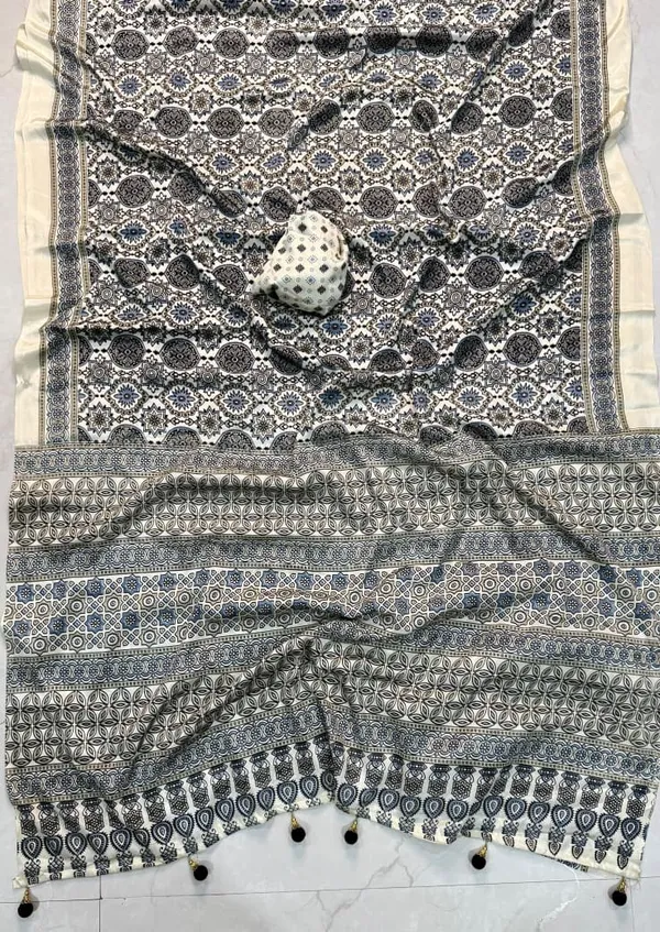 Soft_Crepe_Silk_Saree_Ajrakh_Print_Trending_Saree_with_Printed_Blouse