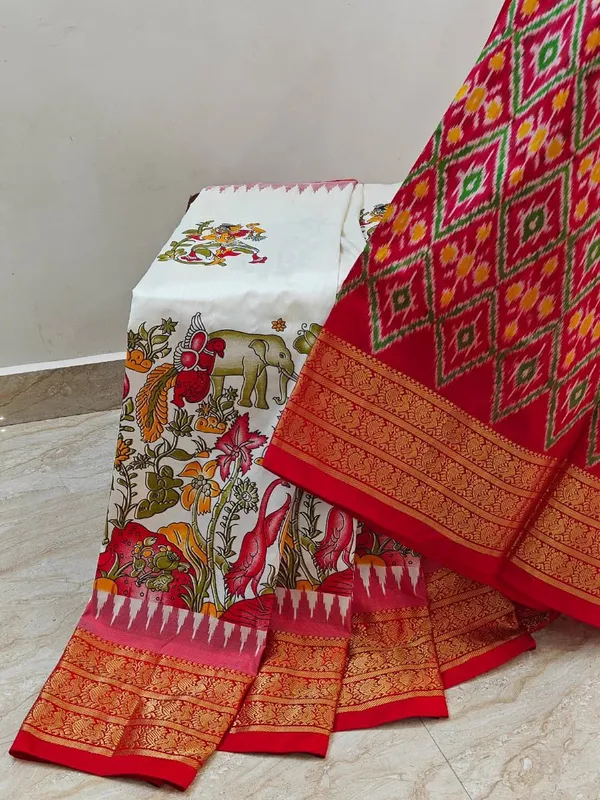 Red_Multicolor_Patola_Handloom_Silk_Saree_With_Hand_Block_Print_Border