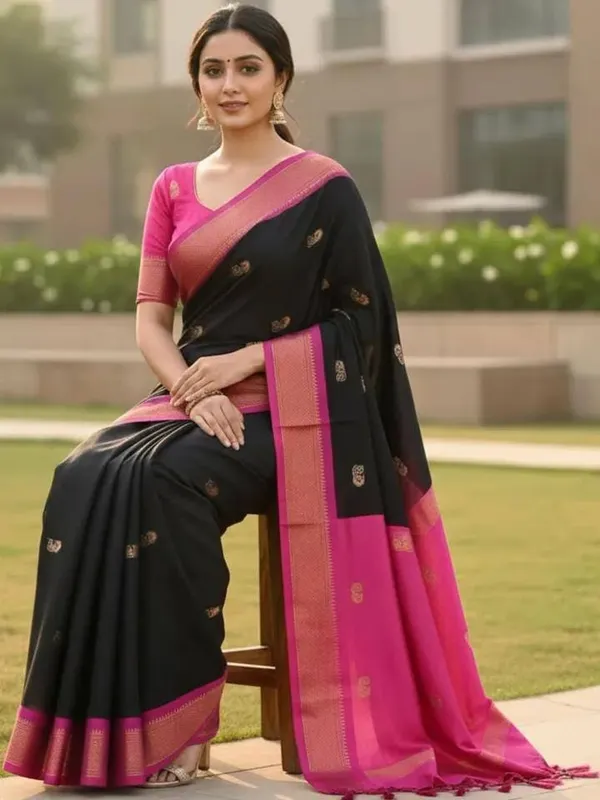 Vestigial_Black_Rich_Pallu_Silk_Saree_with_Golden_Zari_Work