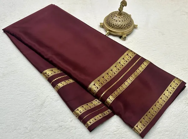 Wine_Berry_Semi_Crepe_Silk_Saree_with_Elephant_Bentex_Border