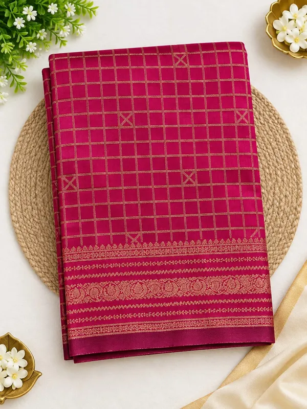 Cranberry_Exclusive_Bridal_Semi_Mysore__Brocade_silk_Saree