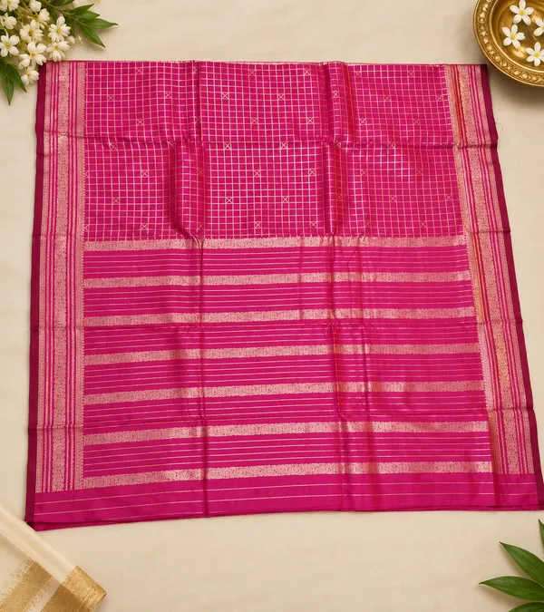 Cranberry_Exclusive_Bridal_Semi_Mysore__Brocade_silk_Saree