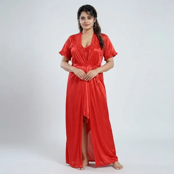 Femimode_Satin_Inner_Short_Outer_Long_Wedding_Nighty_For_Women_Bridal