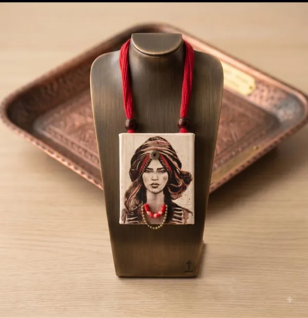 Canvas_African_Lady_Print_Statement_Necklace_For_Women