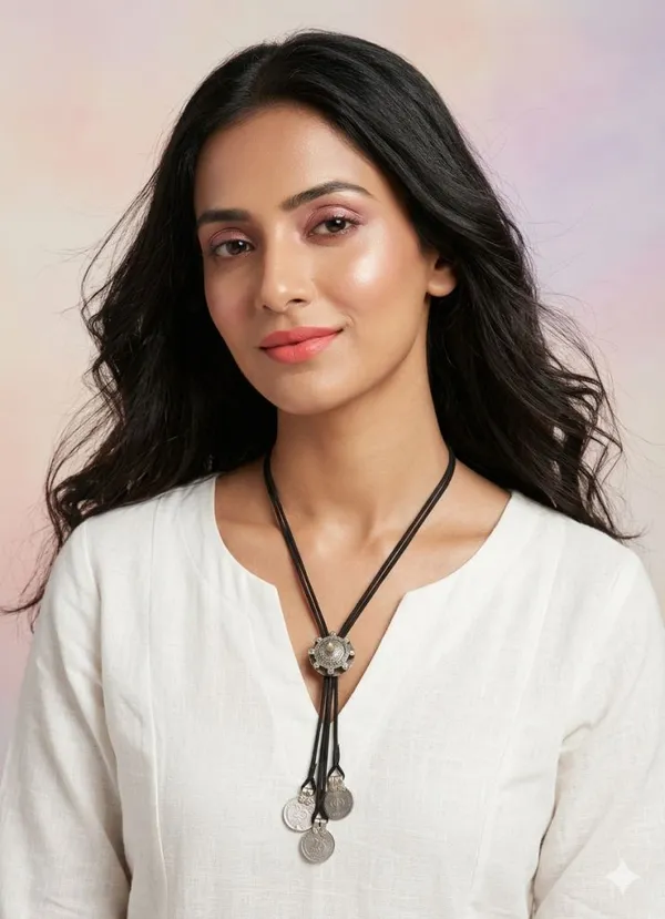 Tribal_Metal_Pendant_With_Antique_Coins_In_Black_Cord