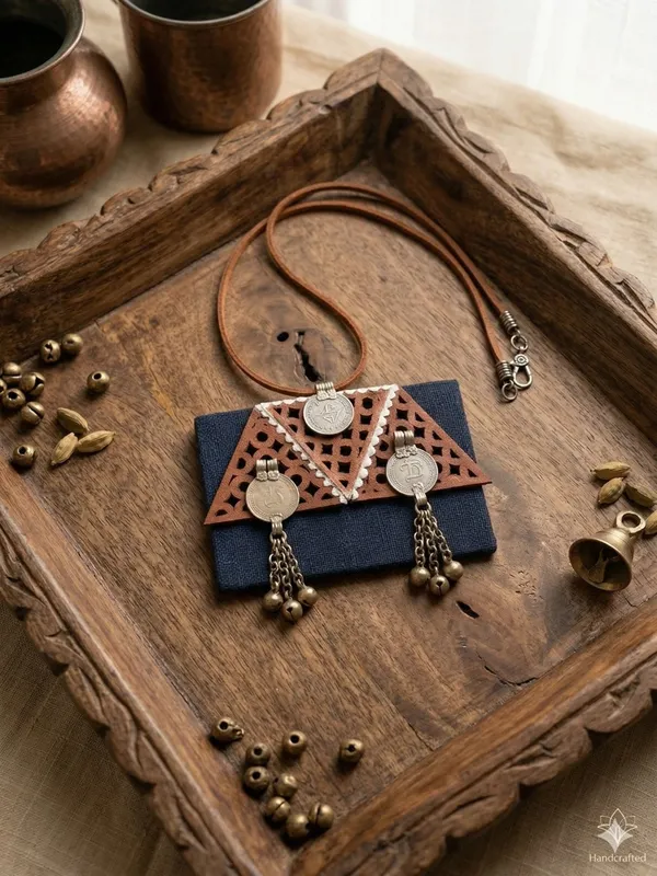 Blue_Fabric_Tribal_Pendant_Jewellery_Set_For_Women