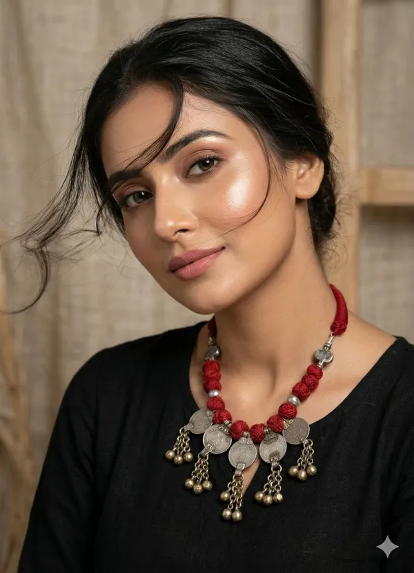 Antique_25_Paise_Coins_Necklace_With_Red_Thread
