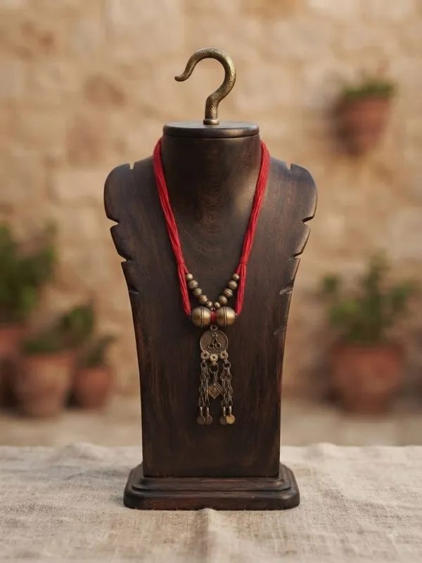 Afghani_Statement_Necklace_In_Red_Threads_For_Women