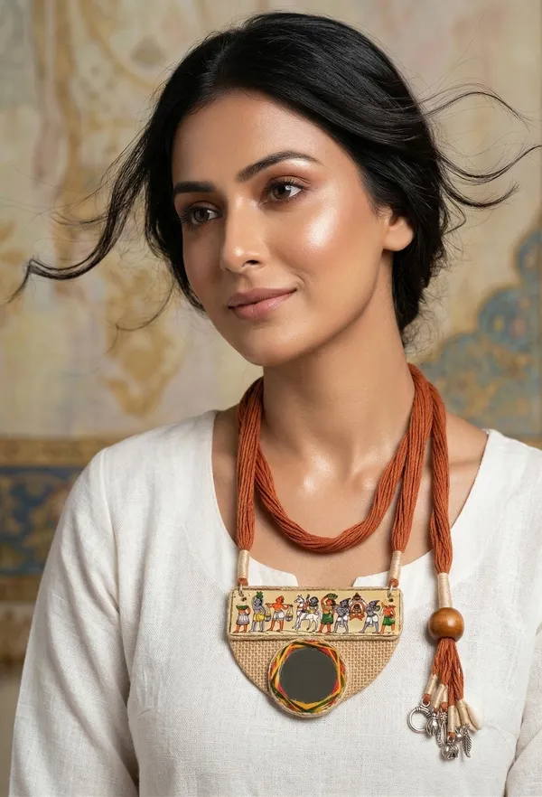 Jute_With_Pattachitra_Tribal_Statement_Necklace