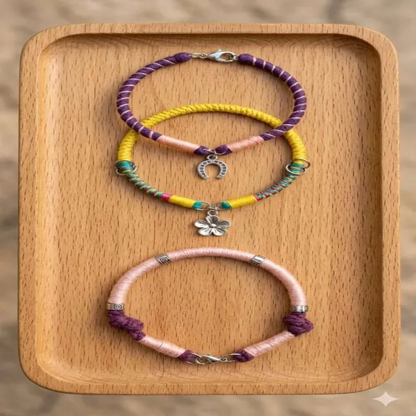 Multicolor_Beaded_Anklet_Set_For_Women_(Set_Of_3)