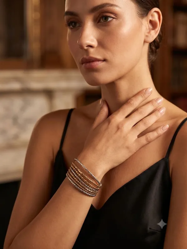 Silver_&_Gold_Multi_Layered_Small_Beads_Bracelet_For_Women