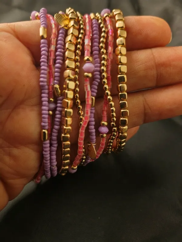 Pink_Multi_Layered_Small_Beads_Bracelet_For_Women