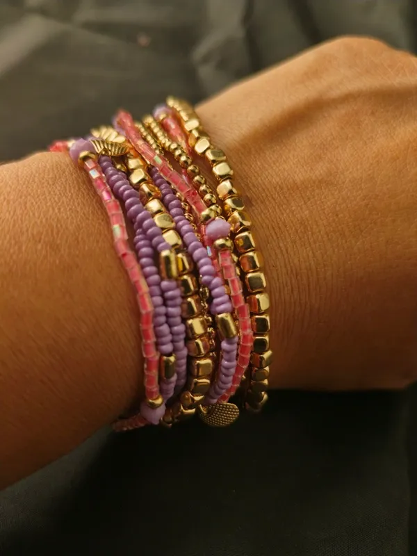 Pink_Multi_Layered_Small_Beads_Bracelet_For_Women
