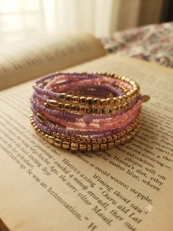 Pink_Multi_Layered_Small_Beads_Bracelet_For_Women