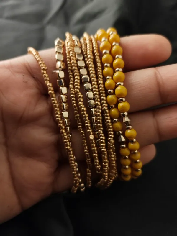 Yellow_Multi_Layered_Small_Beads_Bracelet_For_Women