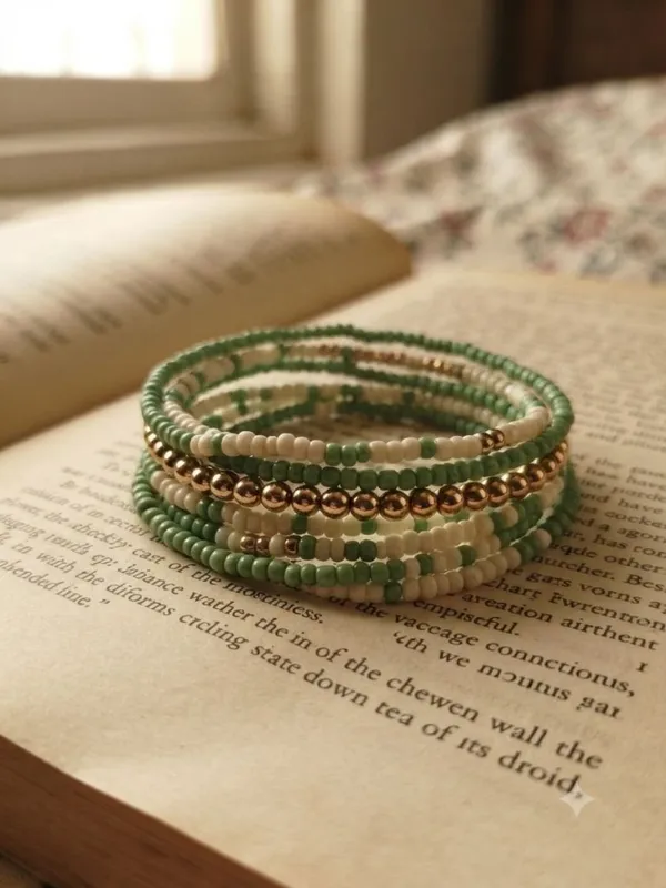 Green_Multi_Layered_Small_Beads_Bracelet_For_Women