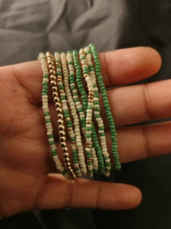 Green_Multi_Layered_Small_Beads_Bracelet_For_Women