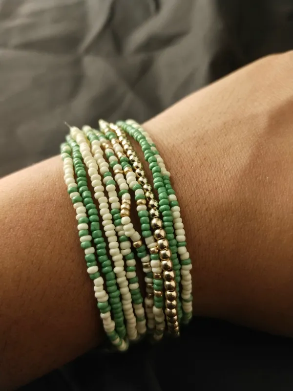 Green_Multi_Layered_Small_Beads_Bracelet_For_Women