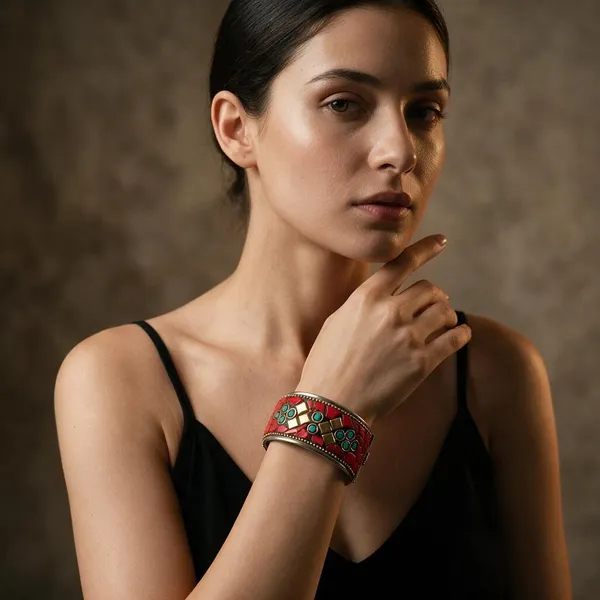 Red_Tibetan_Metal_Bangle_For_Women