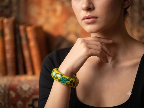 Yellow_&_Green_Wooden_Kada_For_Women
