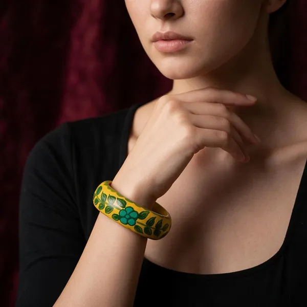 Yellow_&_Green_Wooden_Kada_For_Women