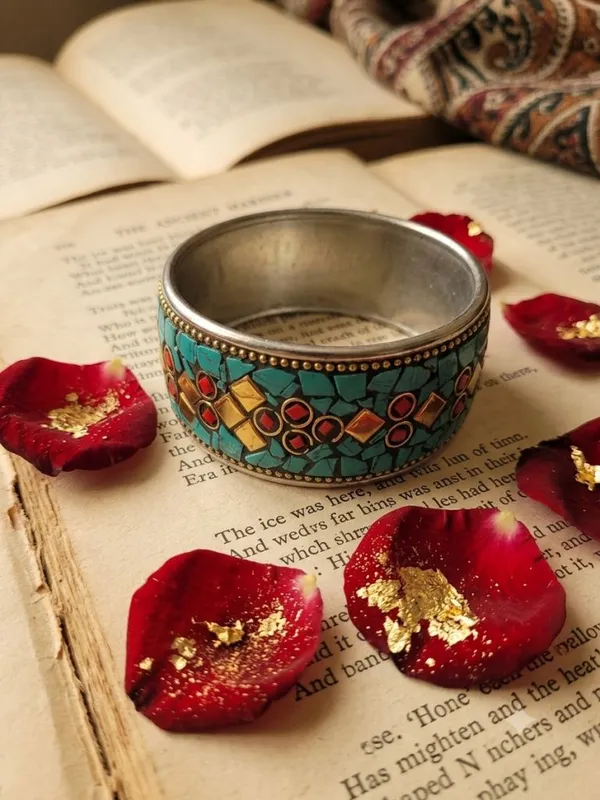 Blue_Tibetan_Metal_Bangle_For_Women