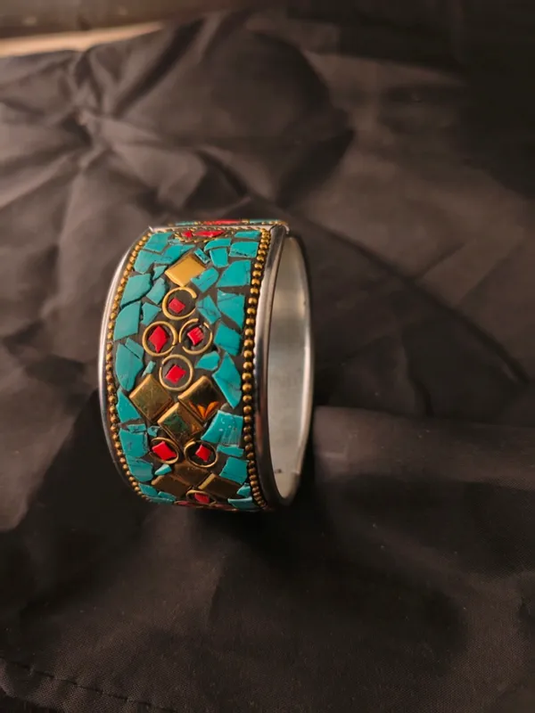 Blue_Tibetan_Metal_Bangle_For_Women