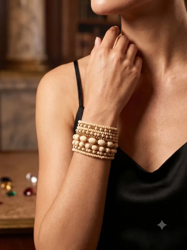 White_Multi_Layered_Small_Beads_Bracelet_For_Women