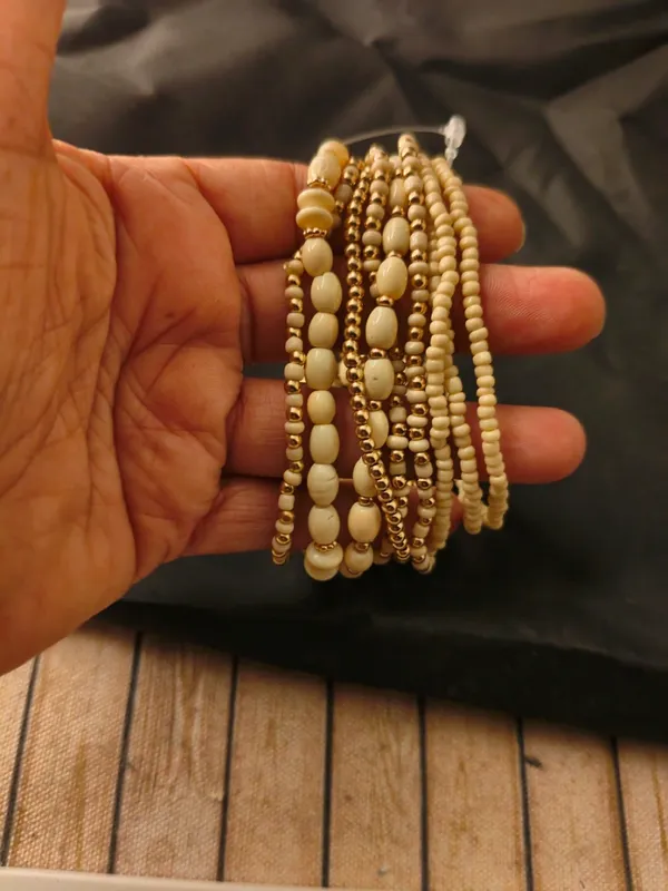 White_Multi_Layered_Small_Beads_Bracelet_For_Women