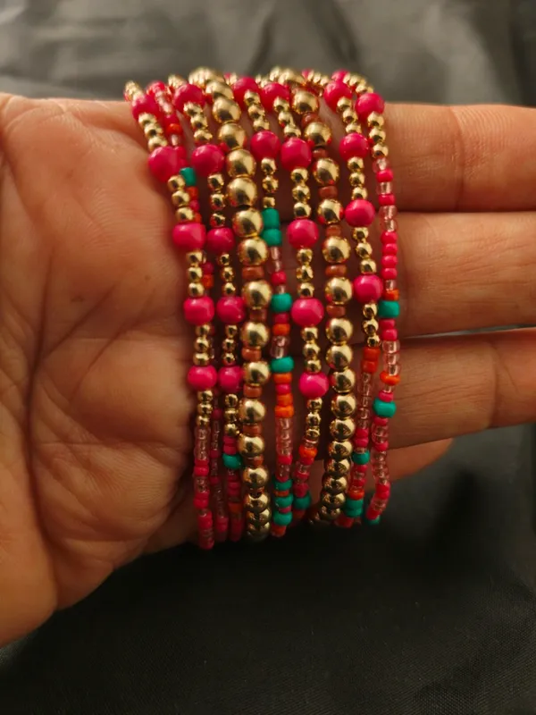 Red_Multi_Layered_Small_Beads_Bracelet_For_Women