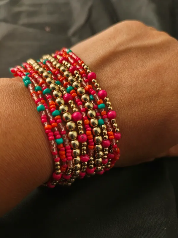Red_Multi_Layered_Small_Beads_Bracelet_For_Women