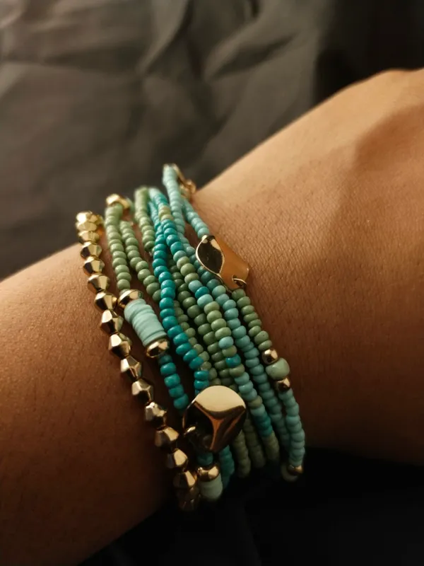 Green_Multi_Layered_Small_Beads_Bracelet_For_Women
