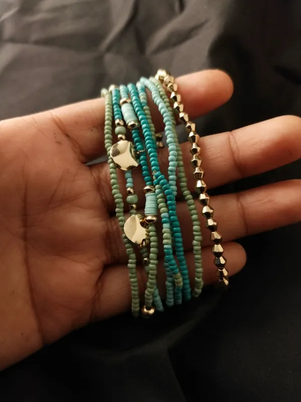 Green_Multi_Layered_Small_Beads_Bracelet_For_Women