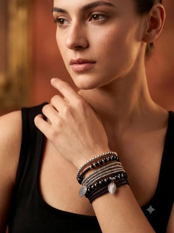 Brown_&_Grey_Multi_Layered_Small_Beads_Bracelet_For_Women