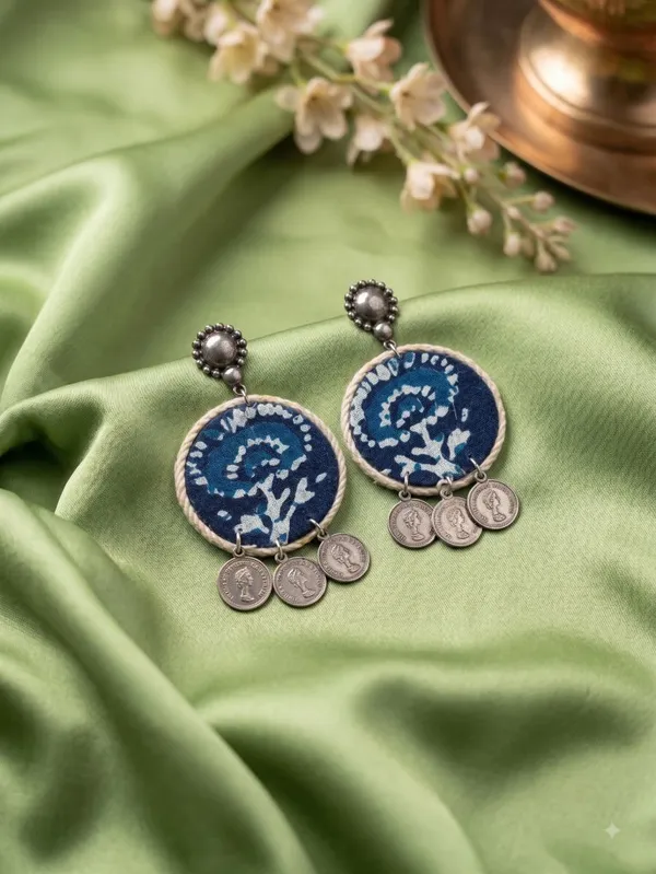Block_Print_Fabric_Round_Earrings