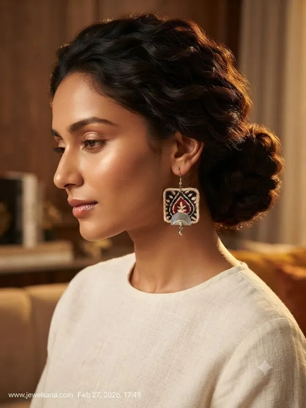 Kalamkari_Fabric_Square_Earrings