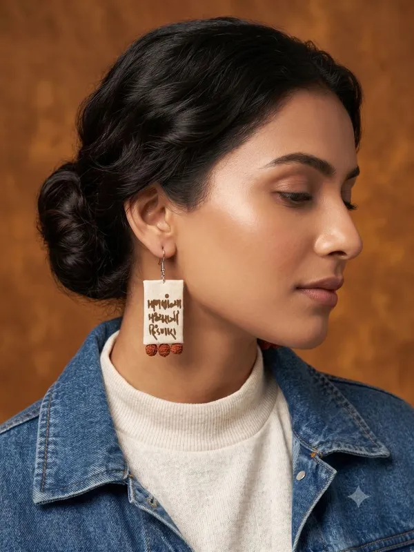 Mantra_Fabric_With_Rudraksha_Beads_Earrings