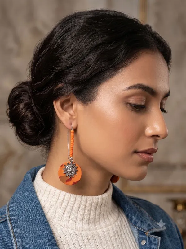 Orange_Fabric_Dangler_Earrings