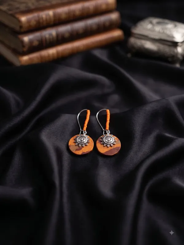 Orange_Fabric_Dangler_Earrings