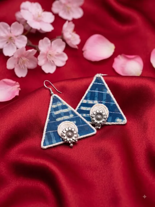 Blue_Block_Print_Triangle_Earrings