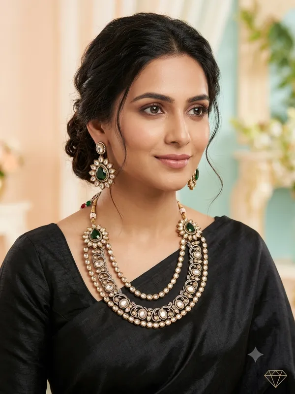 Emerald_Green_Kundan_Layered_Necklace_Set