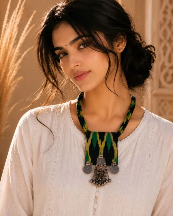Green_&_Black_Ikat_Fabric_Necklace