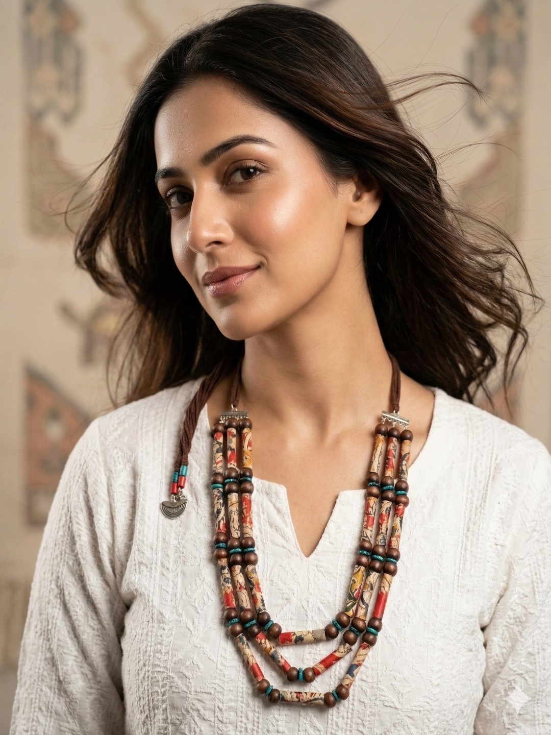 Kalamkari_Fabric_Pipes_Layered_Statement_Necklace_For_Women