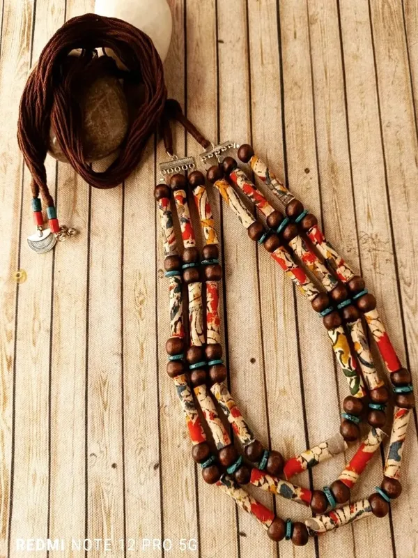 Kalamkari_Fabric_Pipes_Layered_Statement_Necklace_For_Women