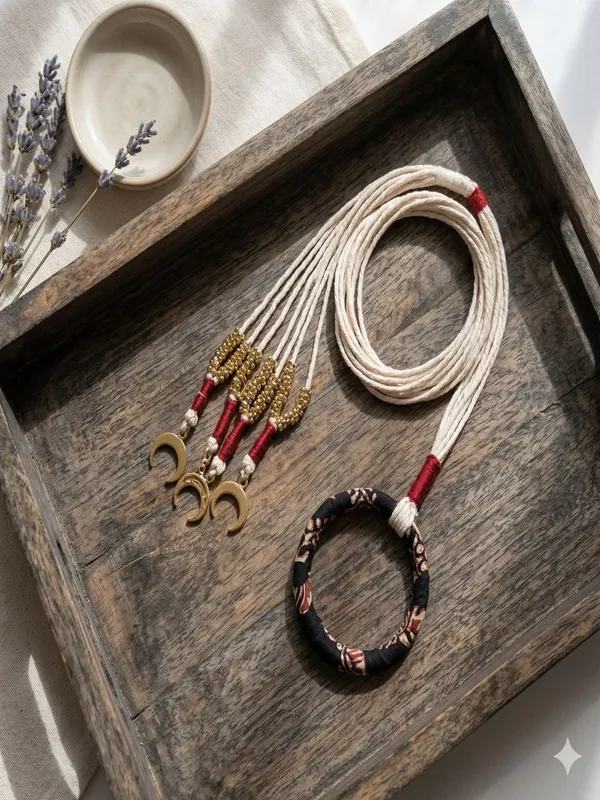 Beige_Thread_Bohemian_Necklace_And_Bracelet_Set_For_Women