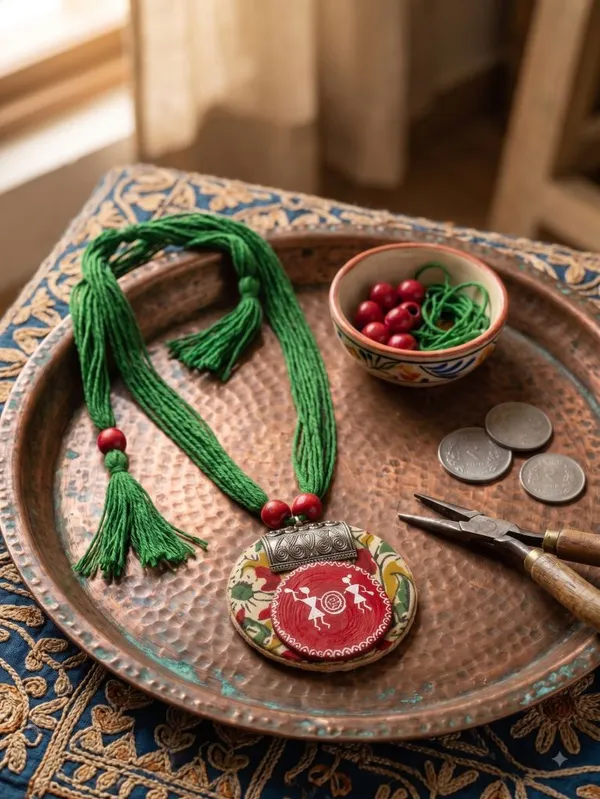 Warli_Painted_Fabric_Necklace_For_Women