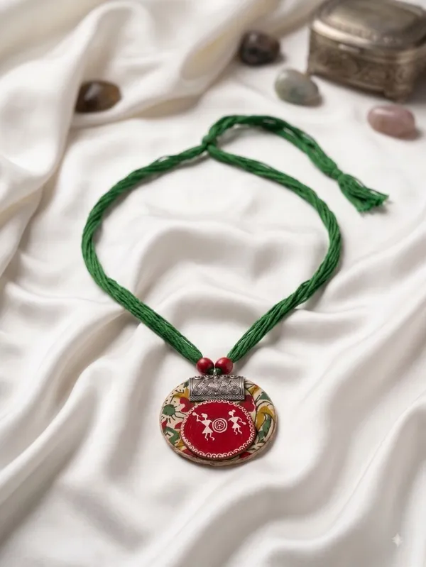 Warli_Painted_Fabric_Necklace_For_Women